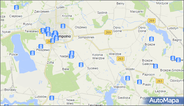 mapa Kolonia Wierzbie, Kolonia Wierzbie na mapie Targeo