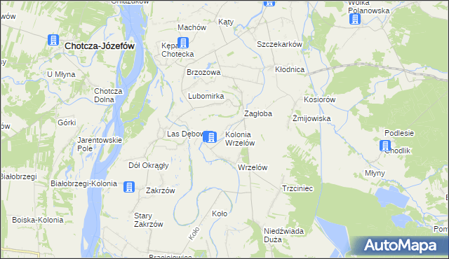 mapa Kolonia Wrzelów, Kolonia Wrzelów na mapie Targeo