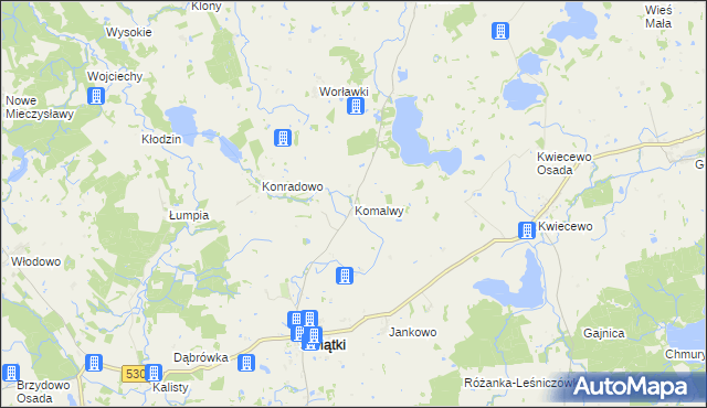 mapa Komalwy, Komalwy na mapie Targeo