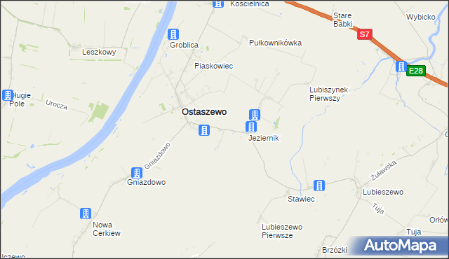 mapa Komarówka gmina Ostaszewo, Komarówka gmina Ostaszewo na mapie Targeo