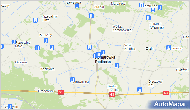 mapa Komarówka Podlaska, Komarówka Podlaska na mapie Targeo