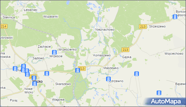 mapa Komaszewo, Komaszewo na mapie Targeo