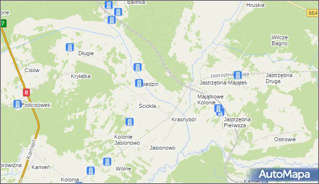 mapa Komaszówka gmina Sztabin, Komaszówka gmina Sztabin na mapie Targeo