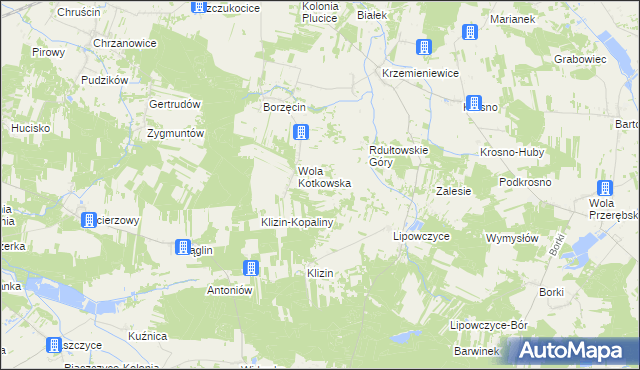 mapa Komorniki gmina Gorzkowice, Komorniki gmina Gorzkowice na mapie Targeo