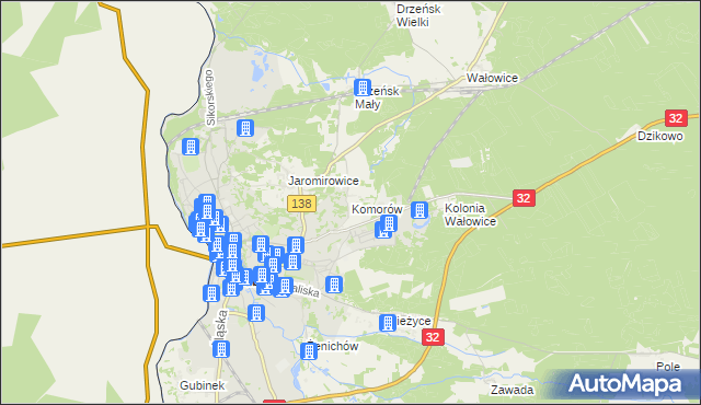 mapa Komorów gmina Gubin, Komorów gmina Gubin na mapie Targeo