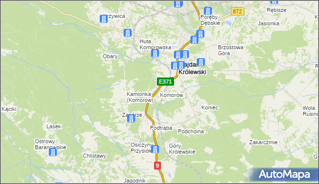 mapa Komorów gmina Majdan Królewski, Komorów gmina Majdan Królewski na mapie Targeo