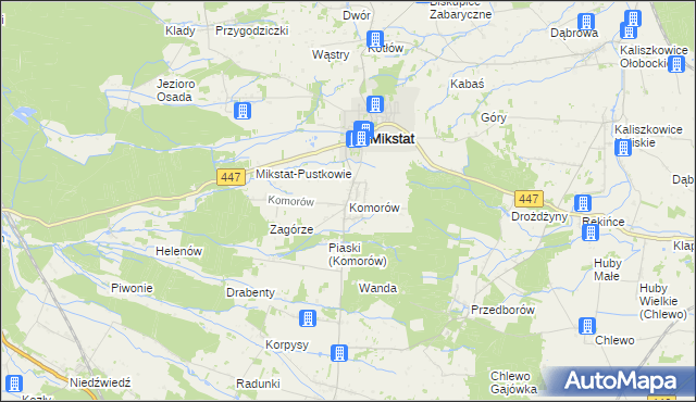 mapa Komorów gmina Mikstat, Komorów gmina Mikstat na mapie Targeo