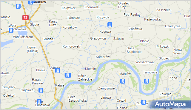 mapa Komorów gmina Pacanów, Komorów gmina Pacanów na mapie Targeo