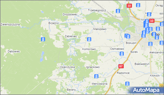 mapa Komorowo gmina Lipno, Komorowo gmina Lipno na mapie Targeo