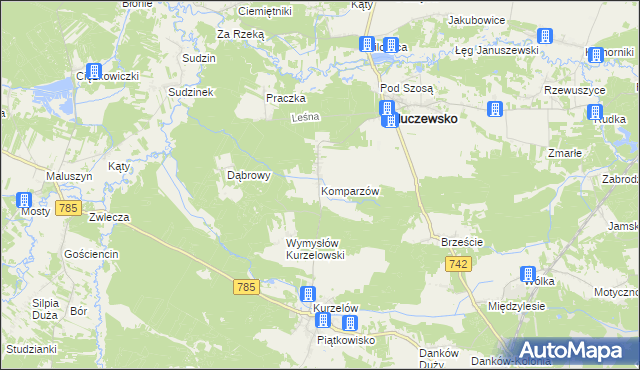 mapa Komparzów, Komparzów na mapie Targeo