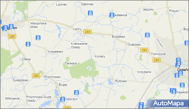 mapa Konary gmina Gołańcz, Konary gmina Gołańcz na mapie Targeo