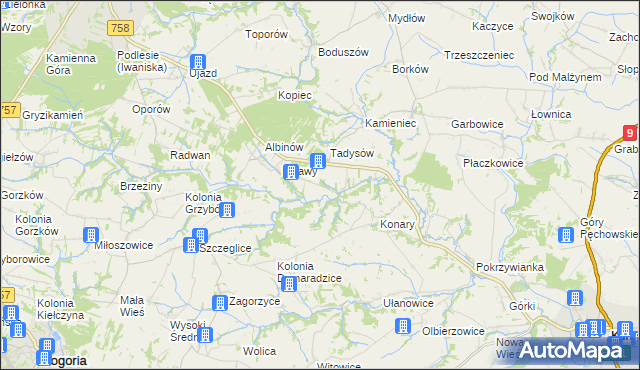 mapa Konary-Kolonia, Konary-Kolonia na mapie Targeo