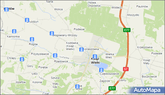 mapa Konaszówka, Konaszówka na mapie Targeo