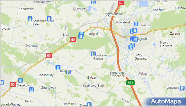 mapa Kondrajec Pański, Kondrajec Pański na mapie Targeo