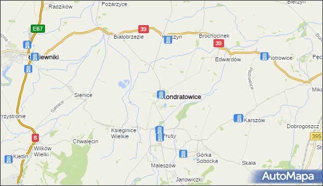 mapa Kondratowice, Kondratowice na mapie Targeo