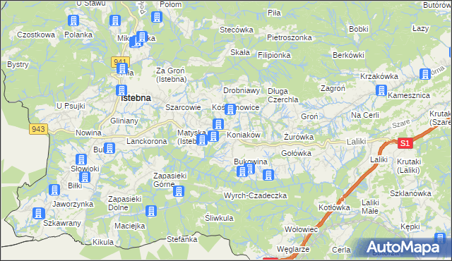 mapa Koniaków, Koniaków na mapie Targeo