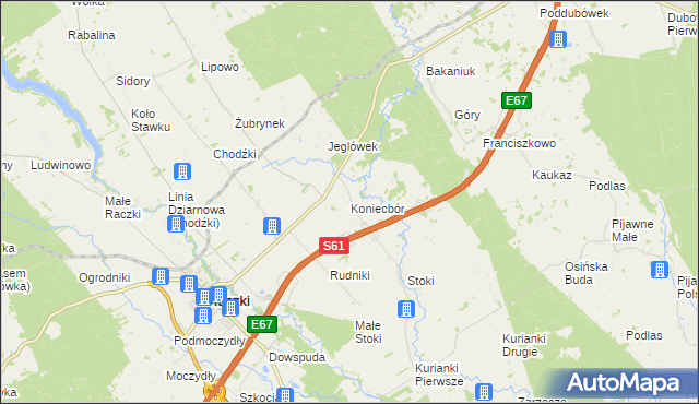 mapa Koniecbór, Koniecbór na mapie Targeo