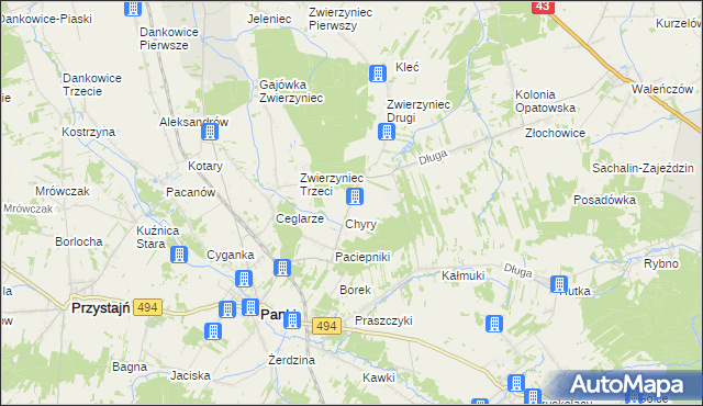 mapa Konieczki gmina Panki, Konieczki gmina Panki na mapie Targeo