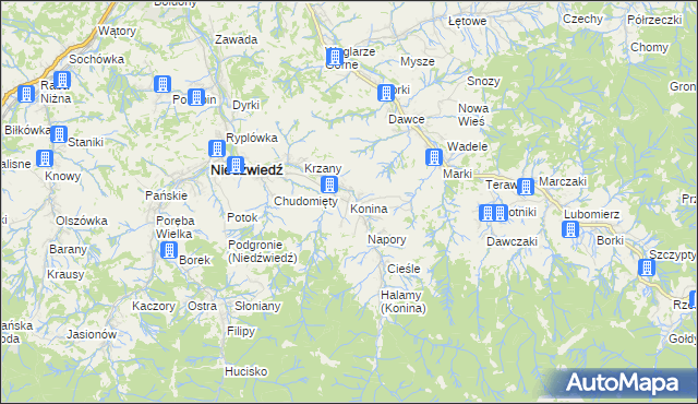 mapa Konina, Konina na mapie Targeo