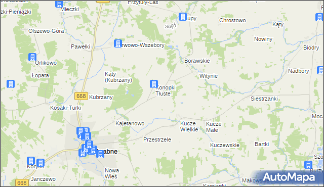 mapa Konopki Chude, Konopki Chude na mapie Targeo