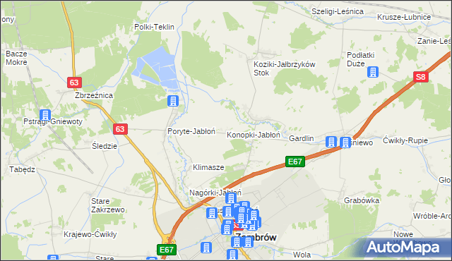 mapa Konopki-Jabłoń, Konopki-Jabłoń na mapie Targeo