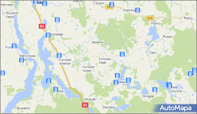 mapa Konopki Małe, Konopki Małe na mapie Targeo