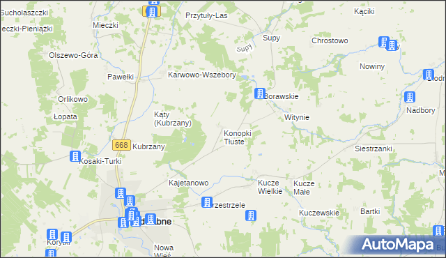 mapa Konopki Tłuste, Konopki Tłuste na mapie Targeo