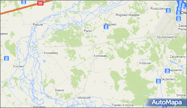 mapa Konowały, Konowały na mapie Targeo