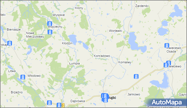 mapa Konradowo gmina Świątki, Konradowo gmina Świątki na mapie Targeo