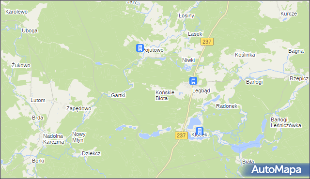 mapa Końskie Błota, Końskie Błota na mapie Targeo