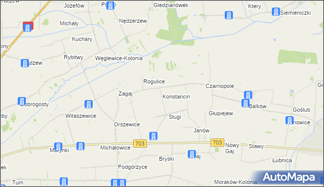 mapa Konstancin gmina Góra Świętej Małgorzaty, Konstancin gmina Góra Świętej Małgorzaty na mapie Targeo