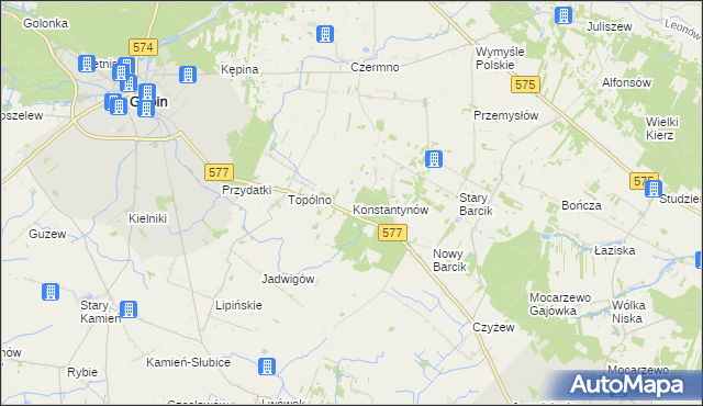 mapa Konstantynów gmina Gąbin, Konstantynów gmina Gąbin na mapie Targeo