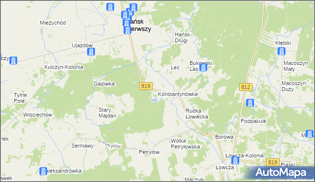 mapa Konstantynówka gmina Hańsk, Konstantynówka gmina Hańsk na mapie Targeo