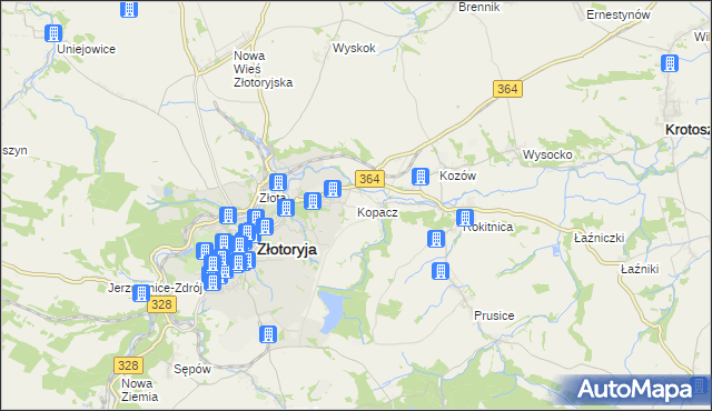 mapa Kopacz gmina Złotoryja, Kopacz gmina Złotoryja na mapie Targeo