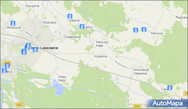 mapa Kopalina gmina Jelcz-Laskowice, Kopalina gmina Jelcz-Laskowice na mapie Targeo