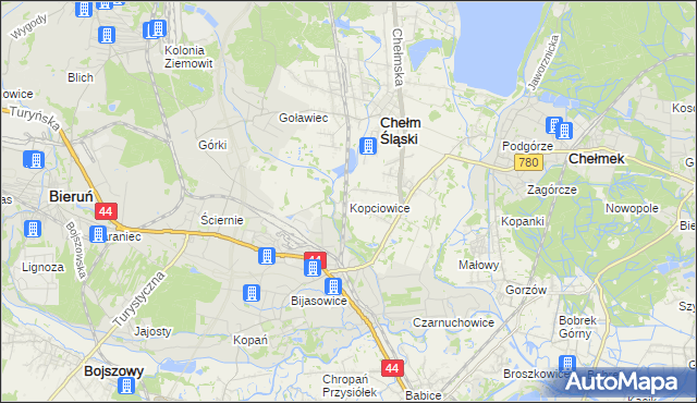 mapa Kopciowice, Kopciowice na mapie Targeo
