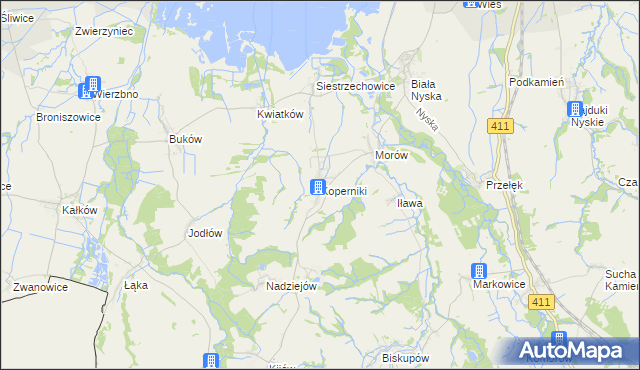 mapa Koperniki, Koperniki na mapie Targeo