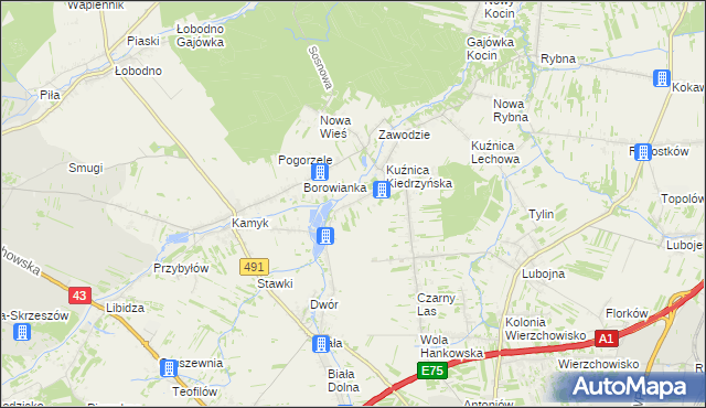 mapa Kopiec gmina Kłobuck, Kopiec gmina Kłobuck na mapie Targeo