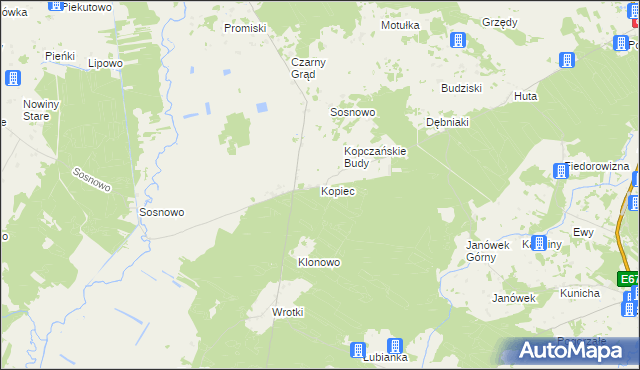 mapa Kopiec gmina Sztabin, Kopiec gmina Sztabin na mapie Targeo