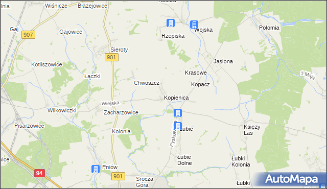 mapa Kopienica, Kopienica na mapie Targeo