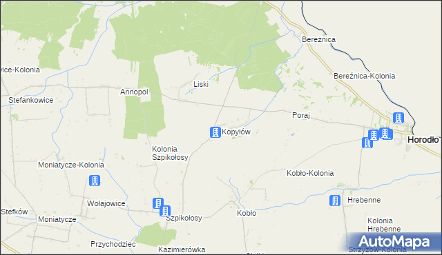 mapa Kopyłów, Kopyłów na mapie Targeo