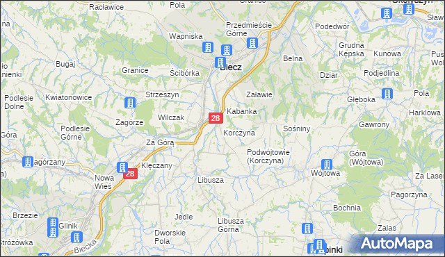 mapa Korczyna gmina Biecz, Korczyna gmina Biecz na mapie Targeo