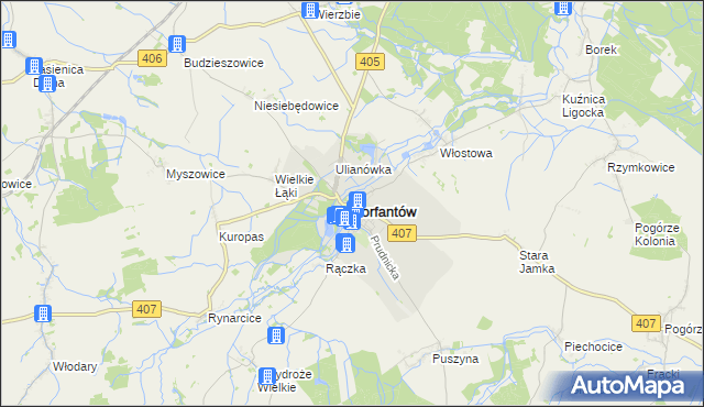 mapa Korfantów, Korfantów na mapie Targeo