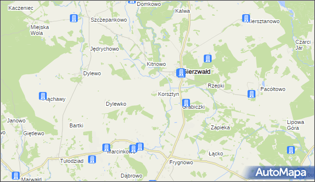 mapa Korsztyn, Korsztyn na mapie Targeo