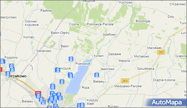 mapa Korwin gmina Słupca, Korwin gmina Słupca na mapie Targeo