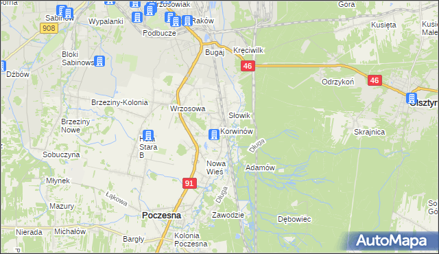 mapa Korwinów, Korwinów na mapie Targeo