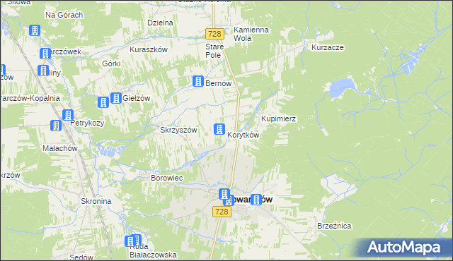 mapa Korytków gmina Gowarczów, Korytków gmina Gowarczów na mapie Targeo