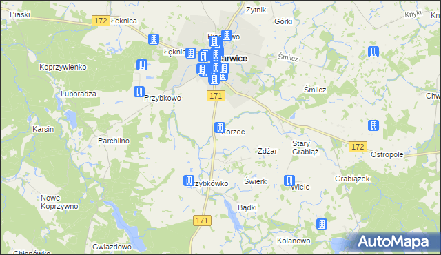 mapa Korzec, Korzec na mapie Targeo