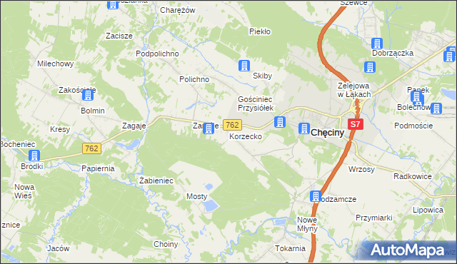 mapa Korzecko, Korzecko na mapie Targeo