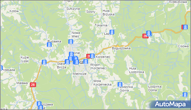 mapa Korzeniec, Korzeniec na mapie Targeo